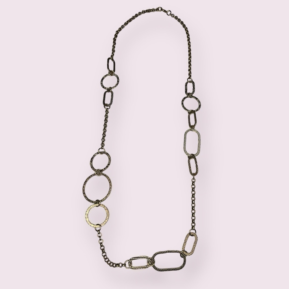 Gold Plated Circle Chain Long Necklace